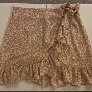 Peach Floral Mini Skirt